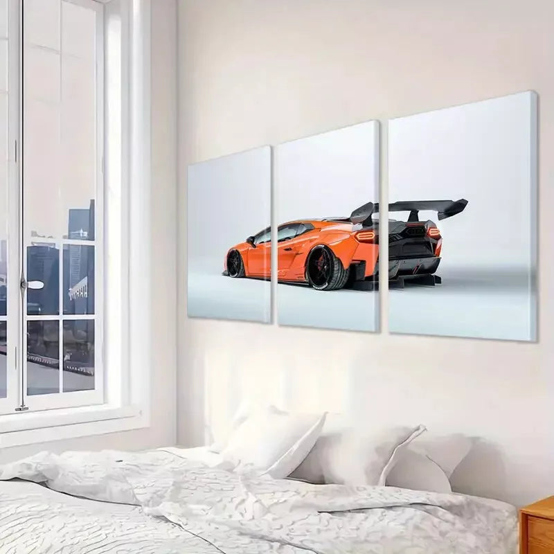 3pcs Modern Minimalist Sleek Retro Sports Car  Art Set Canvas Framed 50x70cm -  High Quality Print 100% Australian Made Wall Canvas Ready to Hang