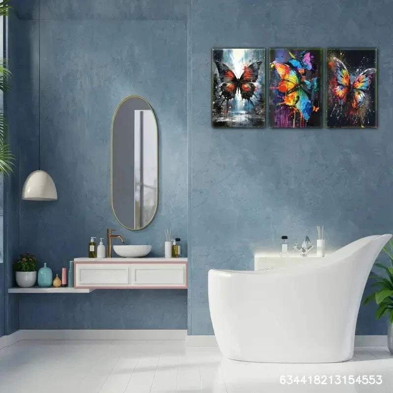 3pcs Environment Butterfly Decoration Poster Metal Print Ready to Hang Art