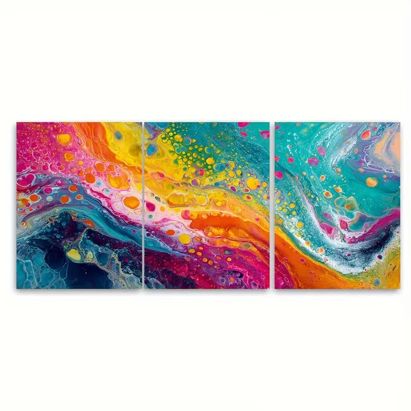 3pcs Vibrant Abstract Minimalist Colorful Metal Print Ready to Hang Art