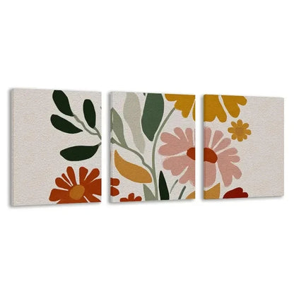 3pcs Pink, Orange, Green, Brown, & Flowers   Wall Art Set Canvas Framed 60x90cm - High Quality Print 100% Australian Made Wall Canvas Ready to Hang
