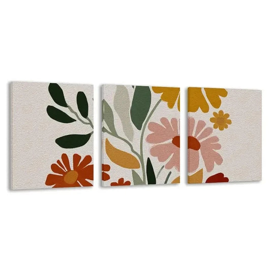 3pcs Pink, Orange, Green, Brown, & Flowers   Wall Art Set Canvas Framed 60x90cm - High Quality Print 100% Australian Made Wall Canvas Ready to Hang