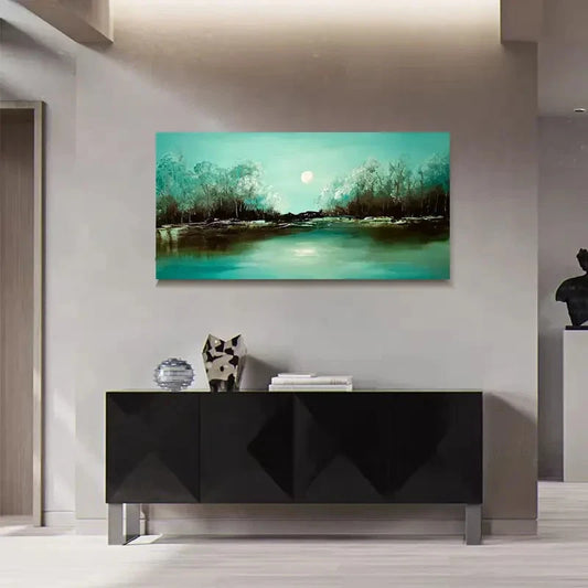 Minimalist Forest Lakes Wall Art Canvas Office Home Room Framed 120x60cm