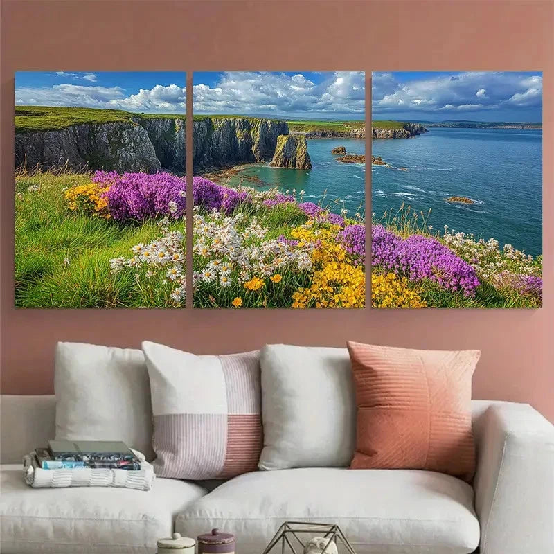 3pcs Pembrokeshire Coast National Park Travel Wall Art Set Canvas Framed 40x60cm - High Quality Print 100% Australian Made Wall Canvas Ready to Hang