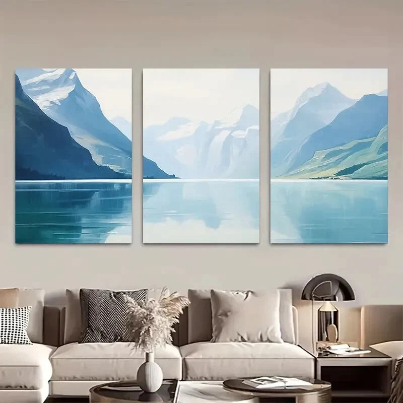 3pcs Norwegian Wall Art Reflective Waters Nature Metal Print Ready to Hang Art
