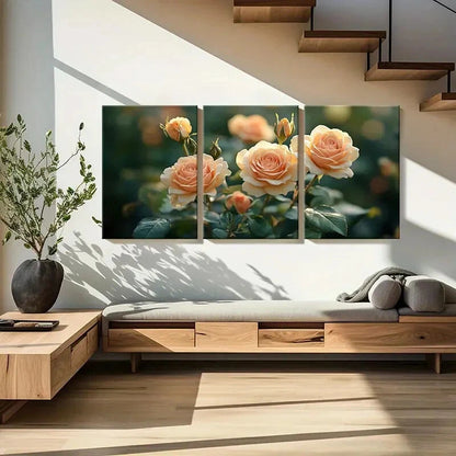 3pcs Roses Greenery Floral Art Painting Metal Print Ready to Hang Art