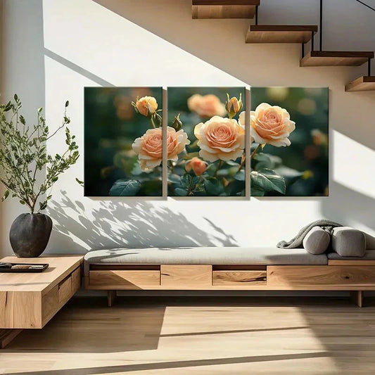 3pcs Roses Greenery Floral Art Painting Metal Print Ready to Hang Art