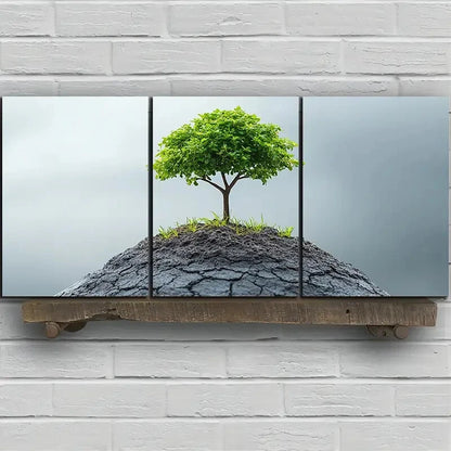 3pcs A Plant with Great Vitality Green Tree Metal Print Ready to Hang Art