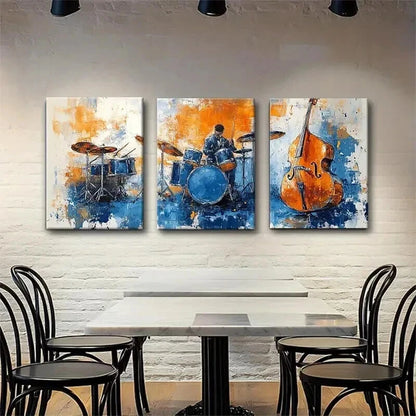 3pcs Abstract Jazz Music Artistic Décor Perfect Wall Art Set Canvas Framed 40x60cm - High Quality Print 100% Australian Made Wall Canvas Ready to Hang