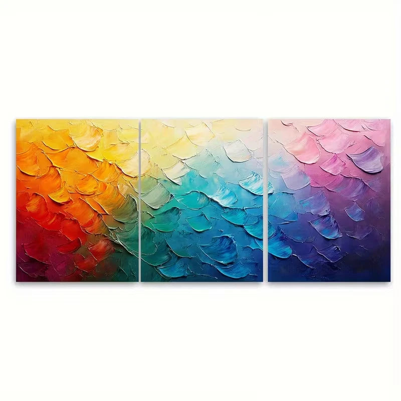 3pcs Colorful Gradient Art Vibrant Palette Metal Print Ready to Hang Art