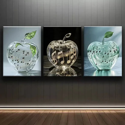 3pcs Notes Apple Canvas Framed 60x90cm - High Quality Print 100% Australian Made Wall Canvas Ready to Hang