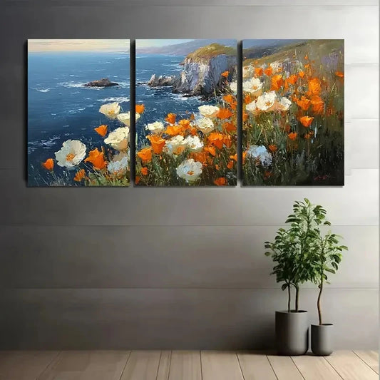 3pcs Rialto Beach Golden Hour Modern Art Metal Print Ready to Hang Art