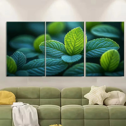 3pcs Bright Green Foliage Nature Photography Metal Print Ready to Hang Art