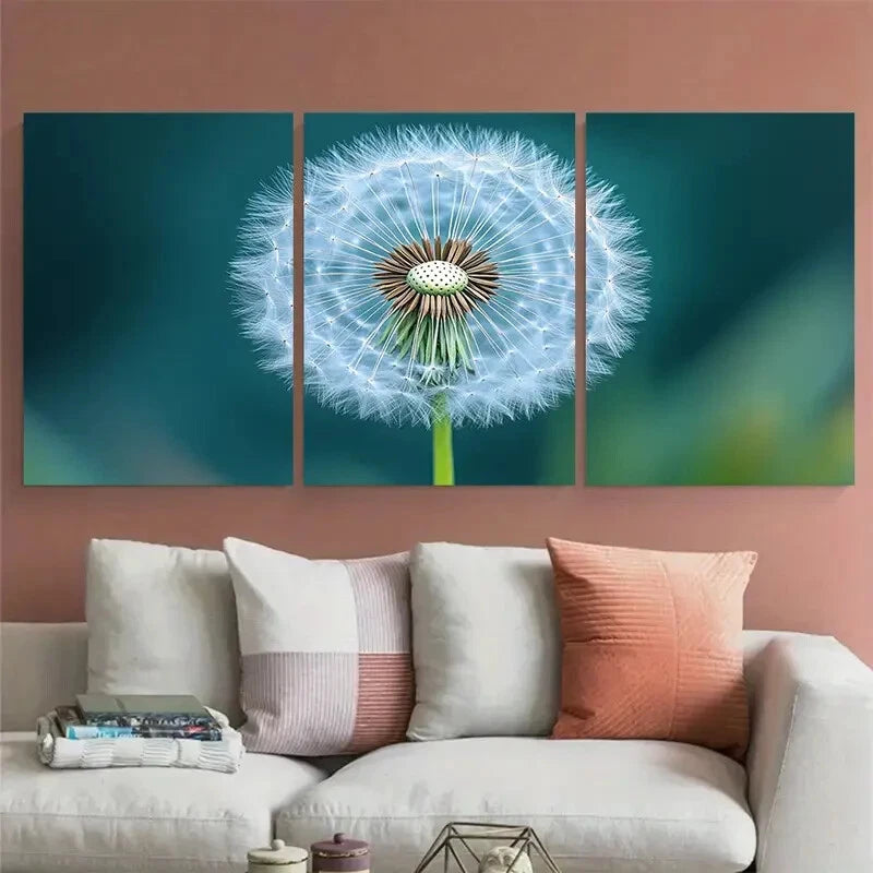 3pcs Dandelion Macro Photography Ethereal Flower Metal Print Ready to Hang Art
