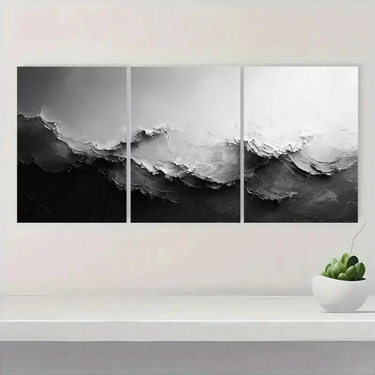 3pcs Black and White Minimalist Art Metal Print Ready to Hang Art