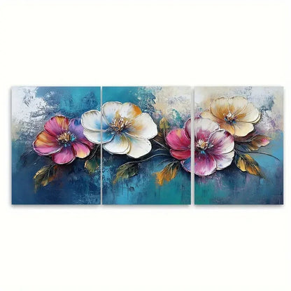 3pcs Modern Abstract Floral Impasto Illustration Wall Art Set Canvas Framed 60x90cm - High Quality Print 100% Australian Made Wall Canvas Ready to Hang