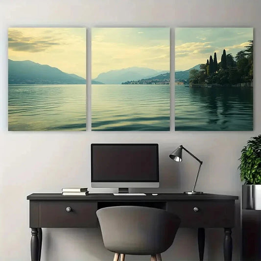 3pcs Mountains and Lake Vibrant Italian Metal Print Ready to Hang Art