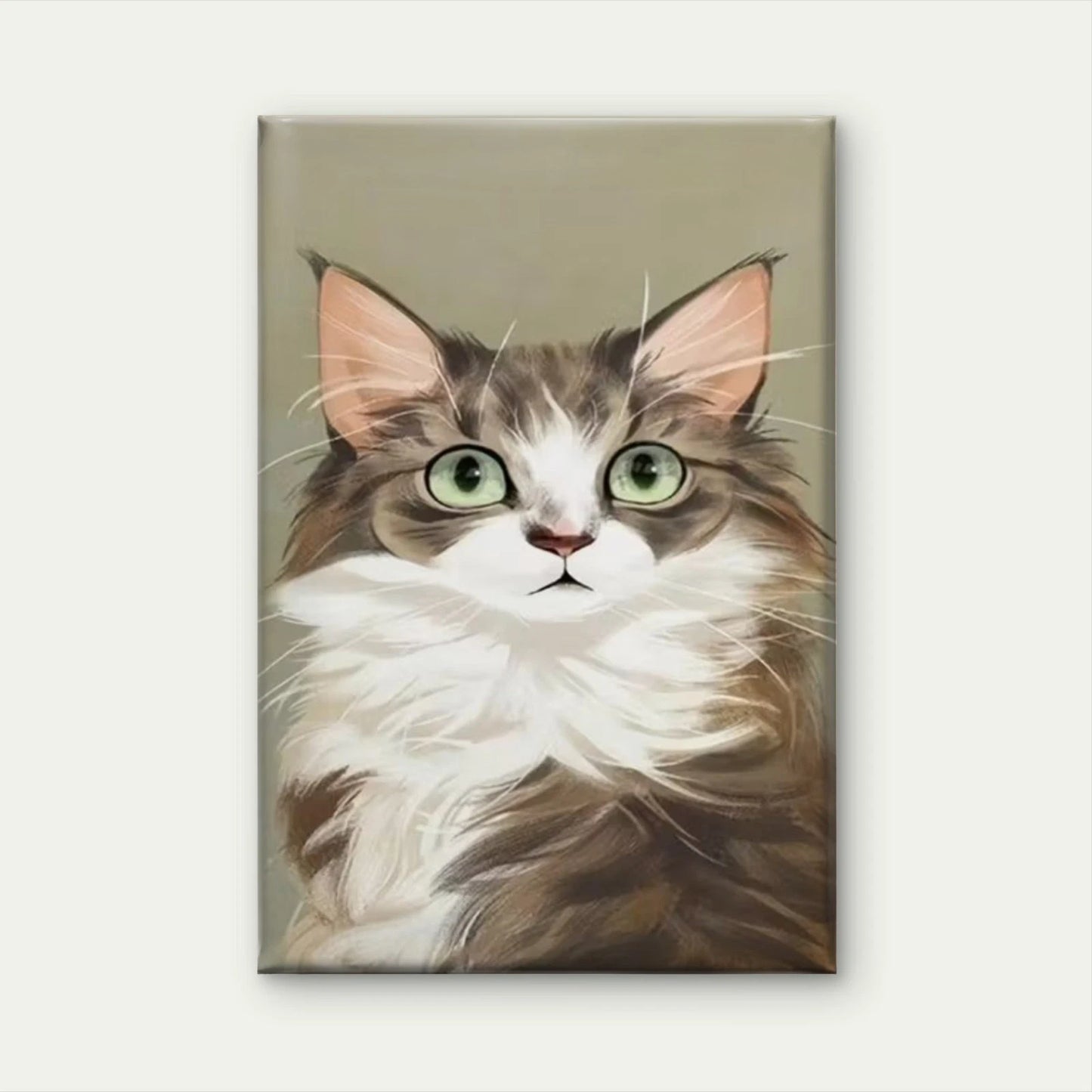 Green-Eyed Feline Beauty Cat 60x90cm Metal Print Ready to Hang