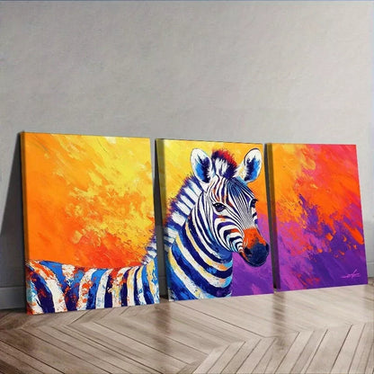 3pcs Modern Art Deco Zebra Canvas Animal Wall Art Set Canvas Framed 50x70cm -  High Quality Print 100% Australian Made Wall Canvas Ready to Hang