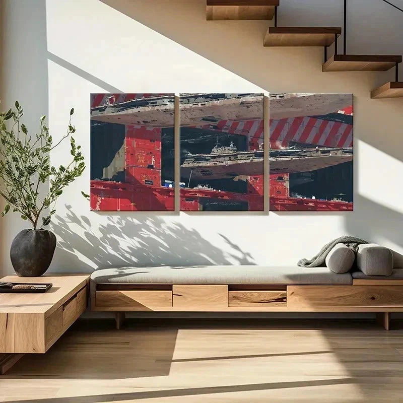 3pcs Sci-Fi Movie Spaceships War Destroyer Wall Art Set Canvas Framed 40x60cm - High Quality Print 100% Australian Made Wall Canvas Ready to Hang