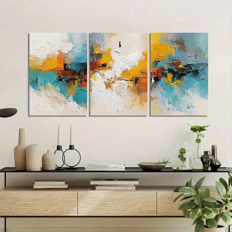 3pcs Abstract Oil Painting Modern Art Metal Print Ready to Hang Art