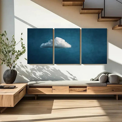 3pcs Abstract Cloudscape Art White Fluffy Cloud Metal Print Ready to Hang Art