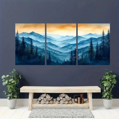 3pcs Appalachian Mountains Sunset Landscape Metal Print Ready to Hang Art