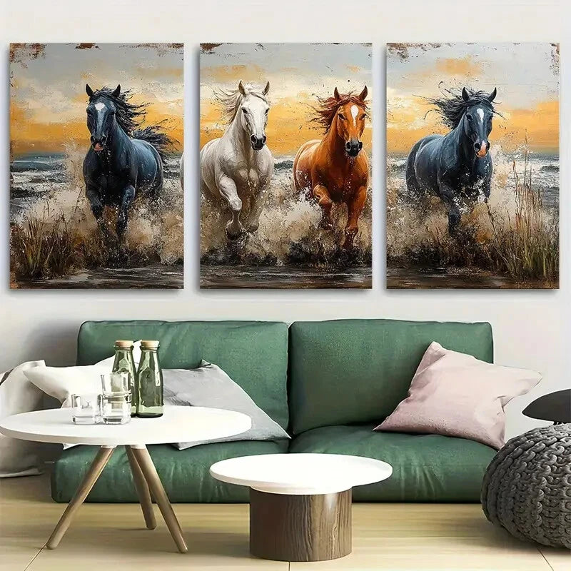 3pcs Wild Appaloosa Horses Design Metal Print Ready to Hang Art