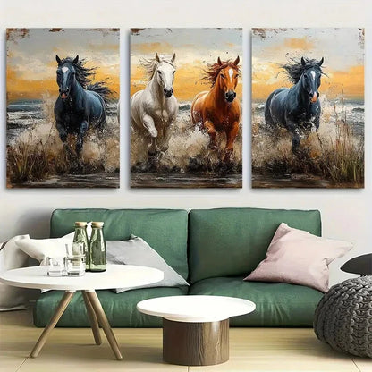 3pcs Wild Appaloosa Horses Design Metal Print Ready to Hang Art