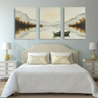 3pcs Snowy Mountains Calm Lake Wall Art Metal Print Ready to Hang Art