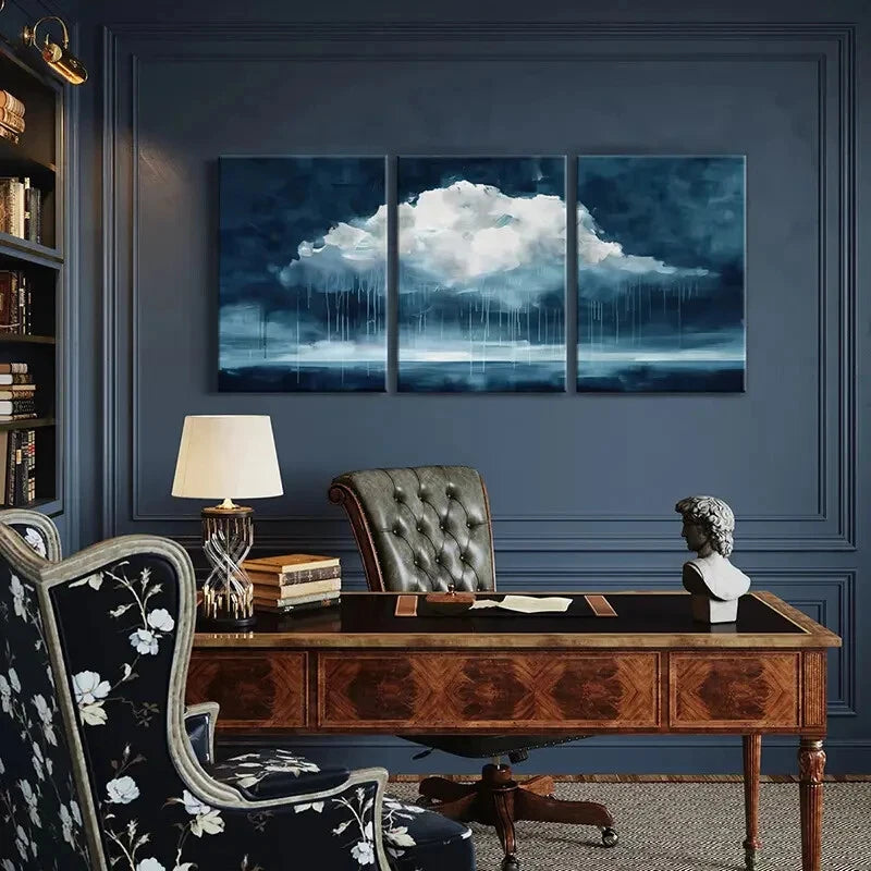 3pcs Abstract Cloudscape Art Rainy Sky Painting Metal Print Ready to Hang Art