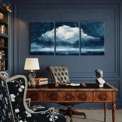 3pcs Abstract Cloudscape Art Rainy Sky Painting Metal Print Ready to Hang Art