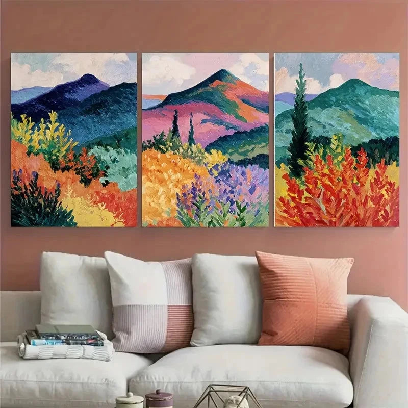 3pcs Andre Derain Mountains at Collioure Wall Art Set Canvas Framed 60x90cm - High Quality Print 100% Australian Made Wall Canvas Ready to Hang