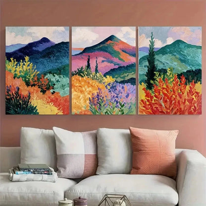 3pcs Andre Derain Mountains at Collioure Wall Art Set Canvas Framed 60x90cm - High Quality Print 100% Australian Made Wall Canvas Ready to Hang