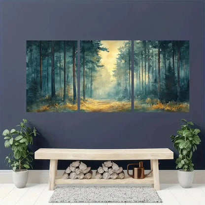 3pcs Dappled Woods Watercolor Painting Metal Print Ready to Hang Art
