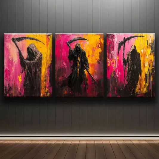 3pcs Grim reaper  Canvas Framed 40x60cm - High Quality Print 100% Australian Made Wall Canvas Ready to Hang