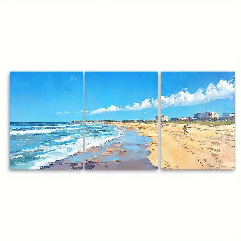 3pcs Newcastle Beach Australia Travel Print Metal Print Ready to Hang Art