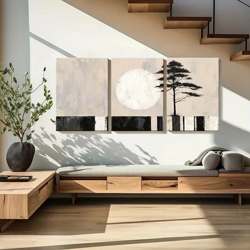 3pcs Modern Abstract Tree Black & White Silhouette Metal Print Ready to Hang Art