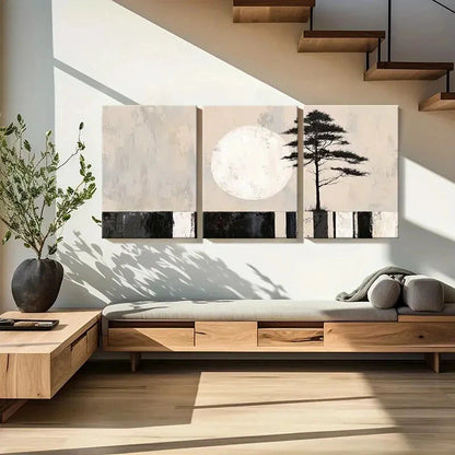 3pcs Modern Abstract Tree Black & White Silhouette Metal Print Ready to Hang Art