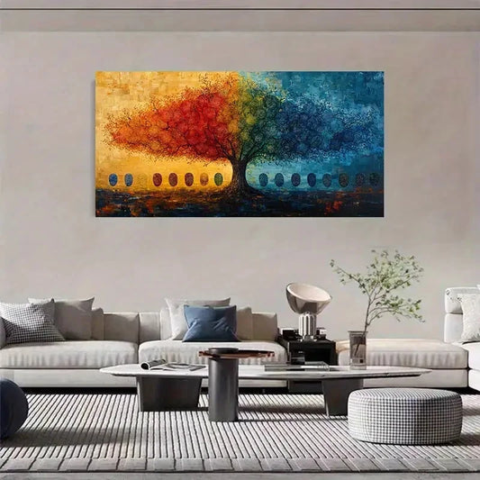 Modern Minimalist Vibrant Tree Wall Art Canvas Office Home Room Framed 120x60cm