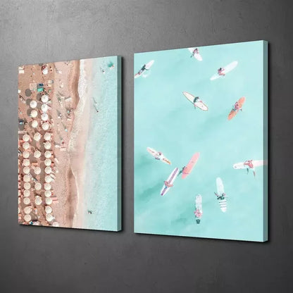 2pcs Surfing Paradise Canvas Framed 50x75cm - High Quality Print 100% Australian Made Wall Canvas Ready to Hang