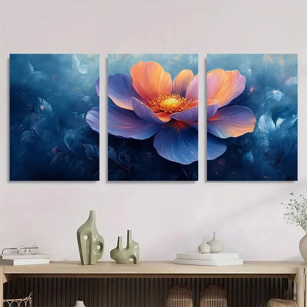 3pcs Modern Abstract Flower Cluster Metal Print Ready to Hang Art