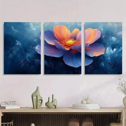 3pcs Modern Abstract Flower Cluster Metal Print Ready to Hang Art