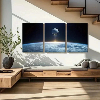 3pcs Science Fiction Art Universe Earth Wall Art Set Canvas Framed 40x60cm - High Quality Print 100% Australian Made Wall Canvas Ready to Hang