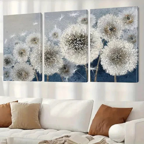 3pcs Dandelion Flower Abstract Floral Wall Art Canvas Unframed - High Quality Print 100% Australian Made Wall Canvas