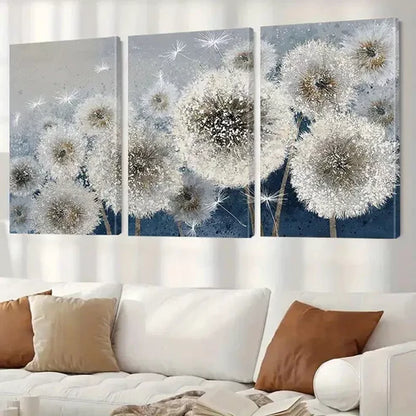 3pcs Dandelion Flower Abstract Floral Wall Art Canvas Unframed - High Quality Print 100% Australian Made Wall Canvas