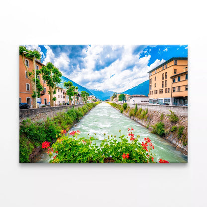 Town Of Tirano And Adda River Wall Art Decor 100% Australian Made