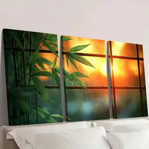 3pcs Bamboo Art Elegant Botanical Nature Wall Art Canvas Unframed - High Quality Print 100% Australian Made Wall Canvas
