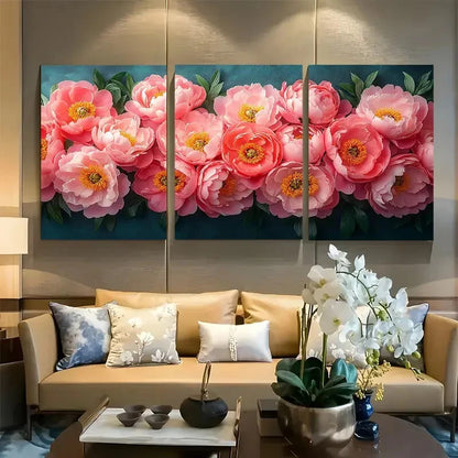 3pcs Botanical Floral Pink Peonies Design Metal Print Ready to Hang Art