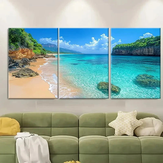 3pcs Vibrant Australian Coastline Seascape Metal Print Ready to Hang Art