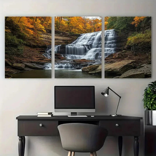 3pcs Cuyahoga Valley National Park Brandywine Wall Art Set Canvas Framed 40x60cm - High Quality Print 100% Australian Made Wall Canvas Ready to Hang